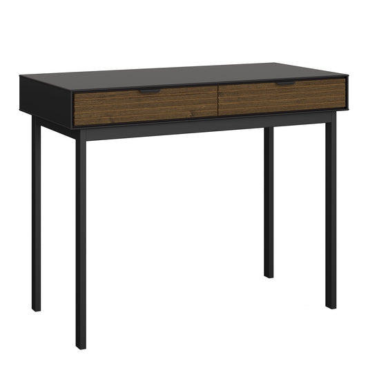 Furniture To Go Soma Bedside Table 2 Drawers Granulated Black Brushed Espresso