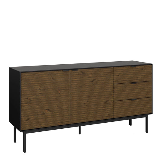 Furniture To Go Soma Sideboard 2 Doors + 3 Drawers Granulated Black Brushed Espresso