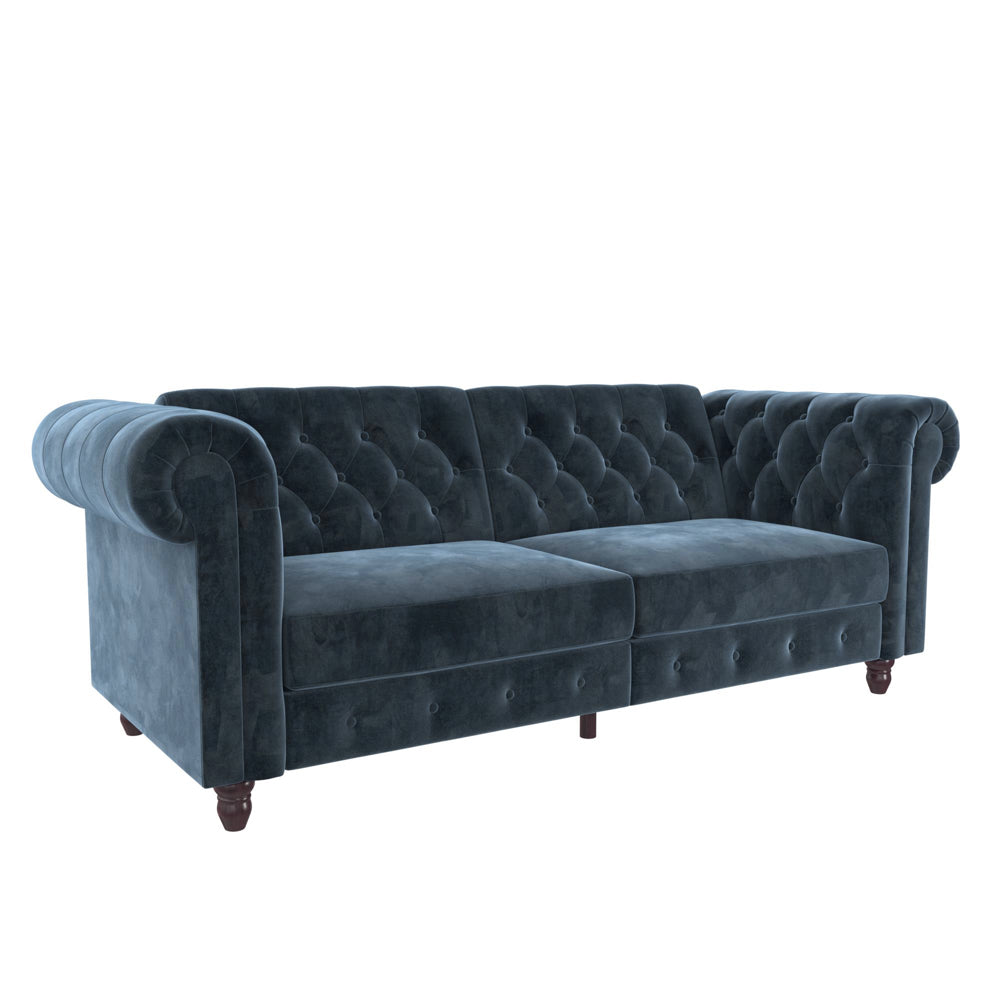 Dorel Felix Chesterfield Sofa Bed Velvet, Blue