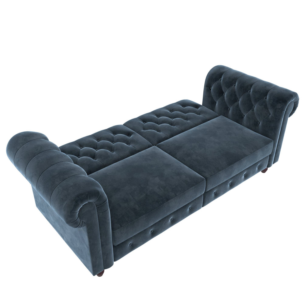 Dorel Felix Chesterfield Sofa Bed Velvet, Blue