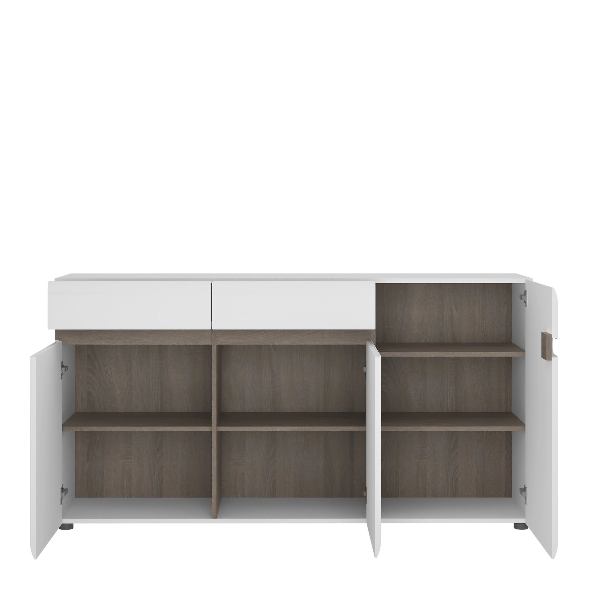 Furniture To Go Chelsea 2 Drawer 3 Door Sideboard in White with Oak Trim