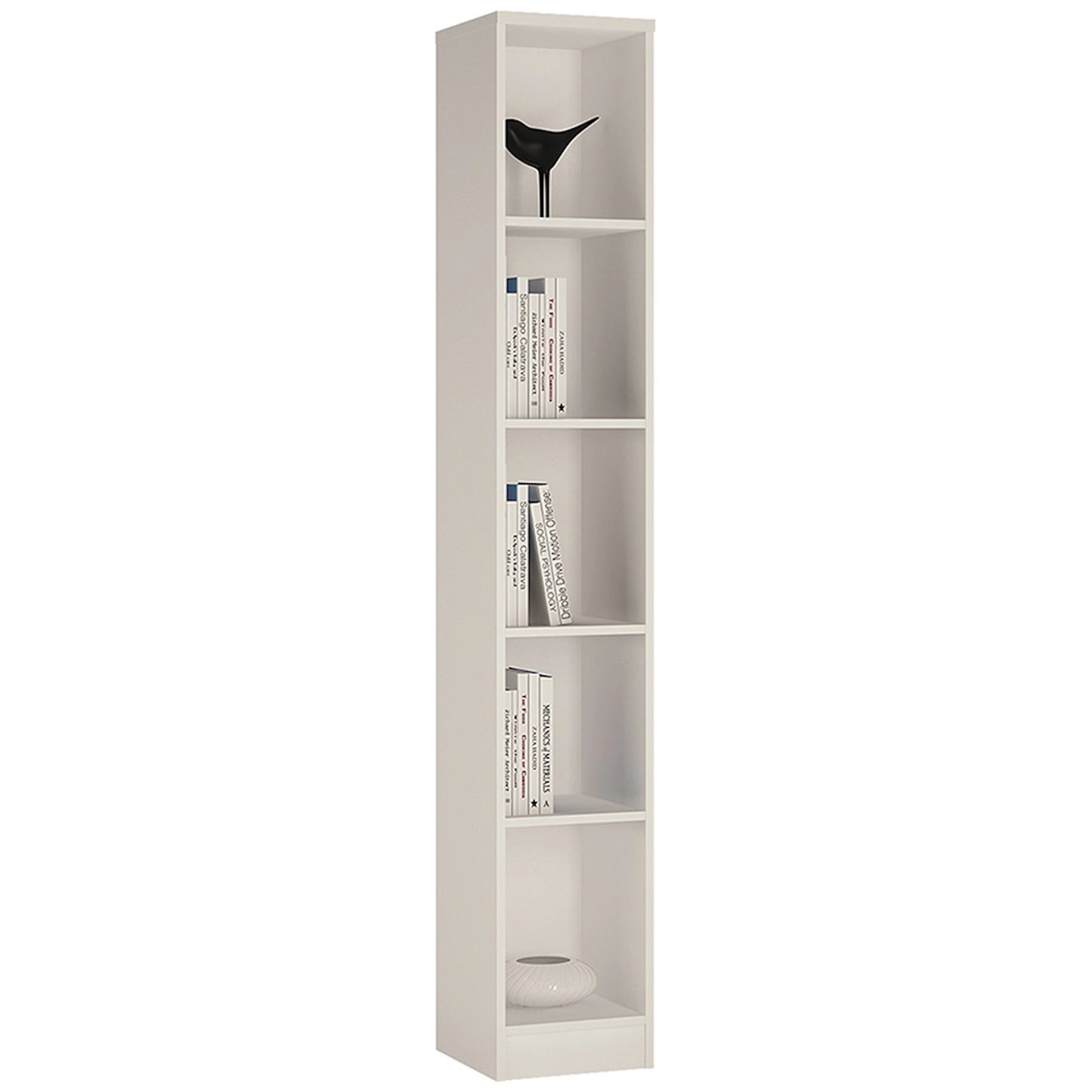 Furniture To Go 4 You Tall Narrow Bookcase in Pearl White