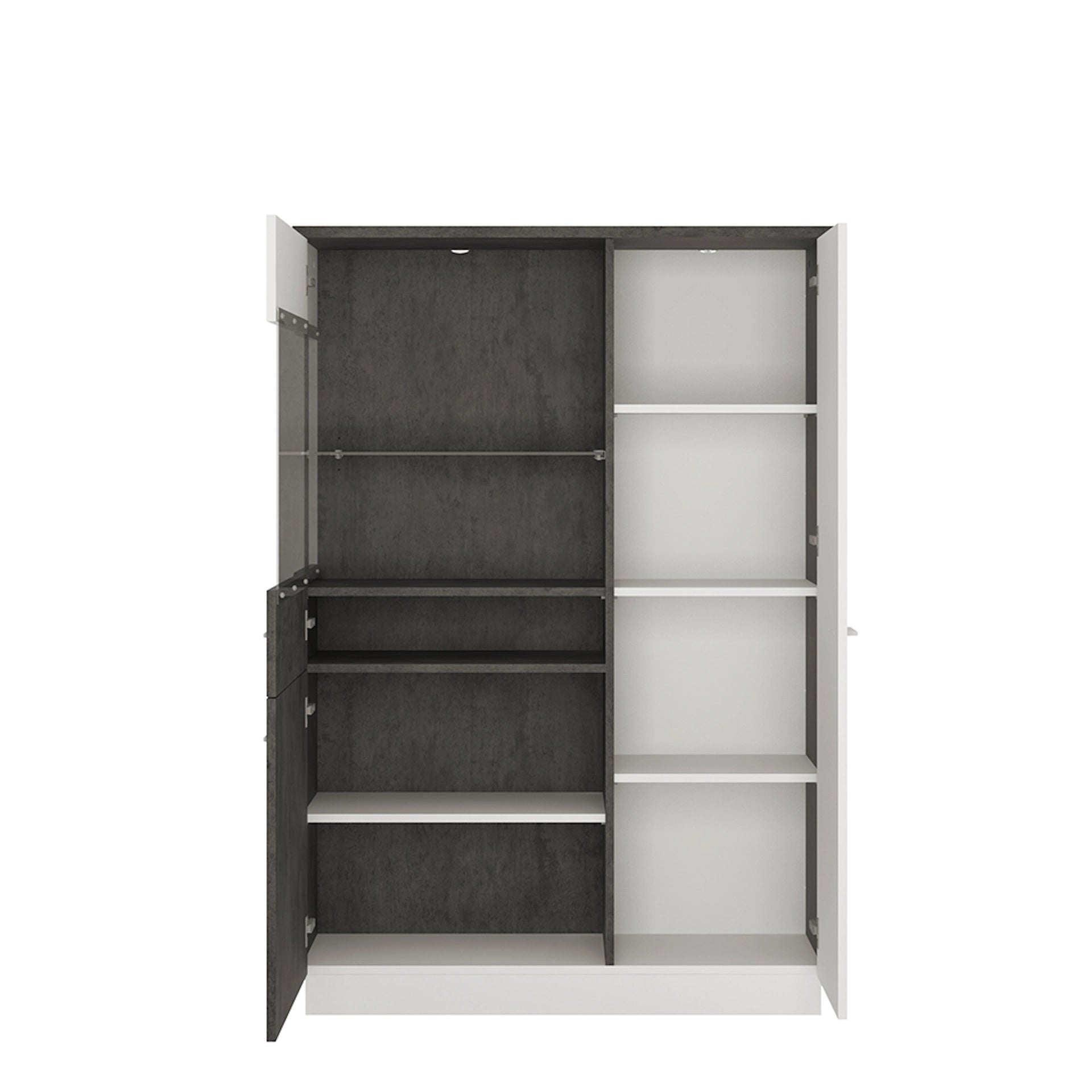Furniture To Go Zingaro Low Display Cabinet (LH) in Grey & White