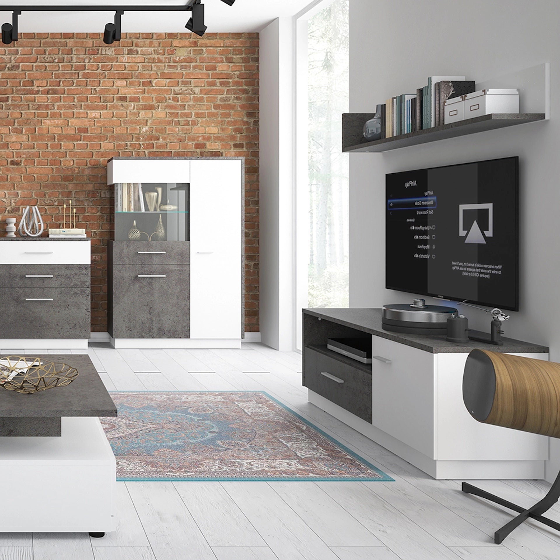 Furniture To Go Zingaro Low Display Cabinet (LH) in Grey & White