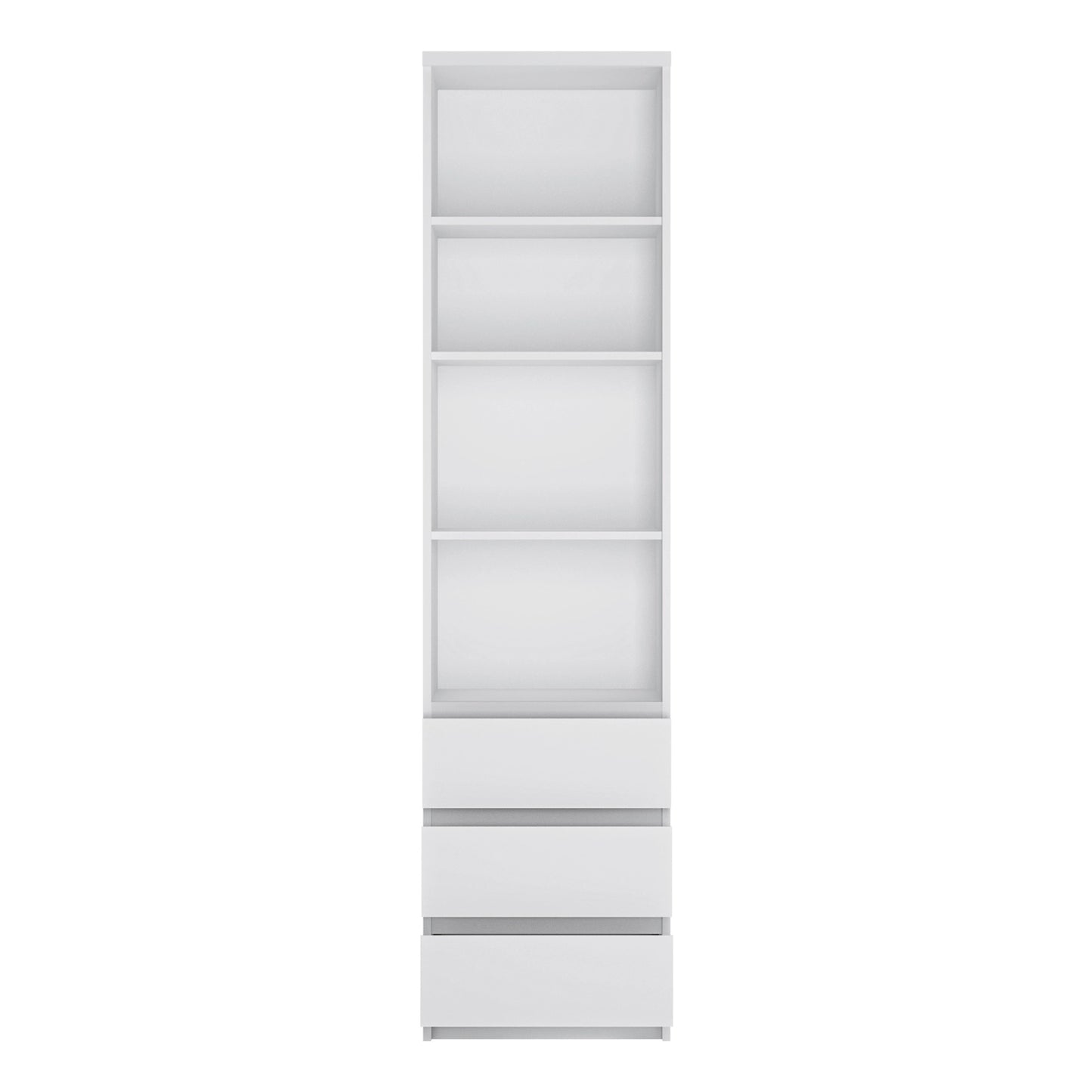 Furniture To Go Fribo Tall Narrow 3 Drawer Bookcase in White