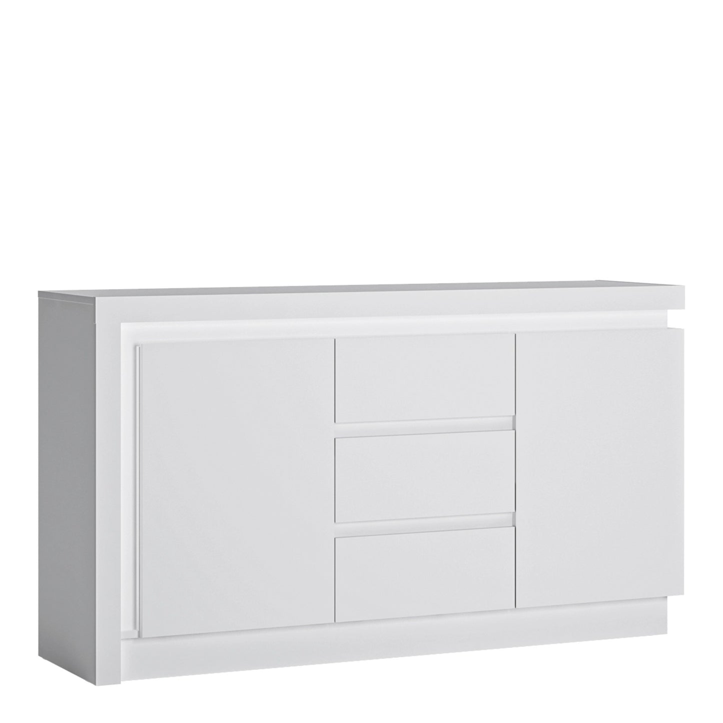 Furniture To Go Lyon 2 Door 3 Drawer Sideboard (Including Led Lighting) in White & High Gloss