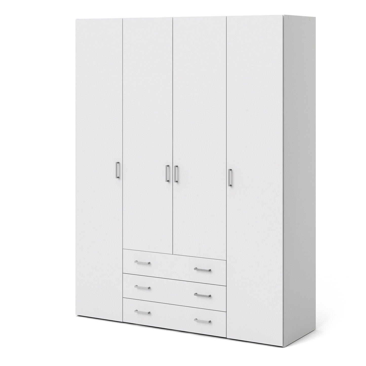 Furniture To Go Space Wardrobe - 4 Doors 3 Drawers in White 2000