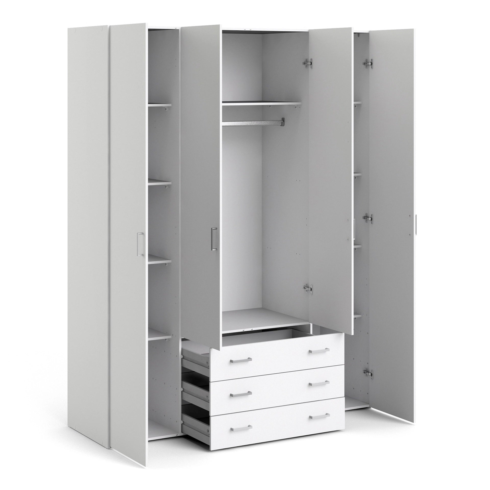 Furniture To Go Space Wardrobe - 4 Doors 3 Drawers in White 2000