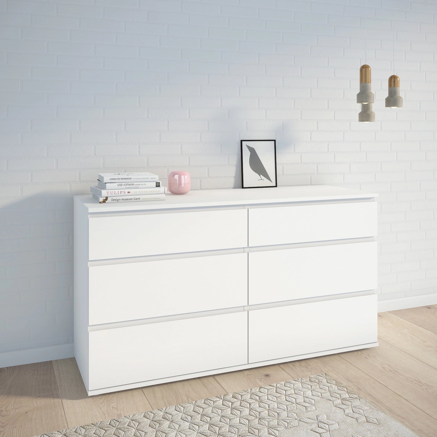 Furniture To Go Nova Wide Chest of 6 Drawers (3+3) in White