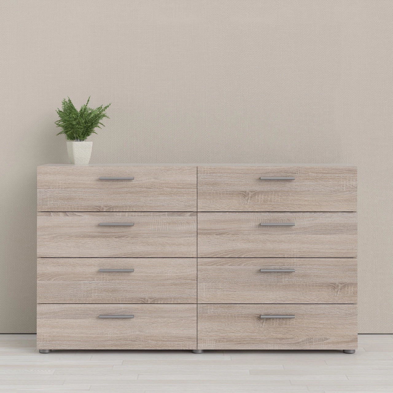 Furniture To Go Pepe Wide Chest of 8 Drawers (4+4) in Truffle Oak
