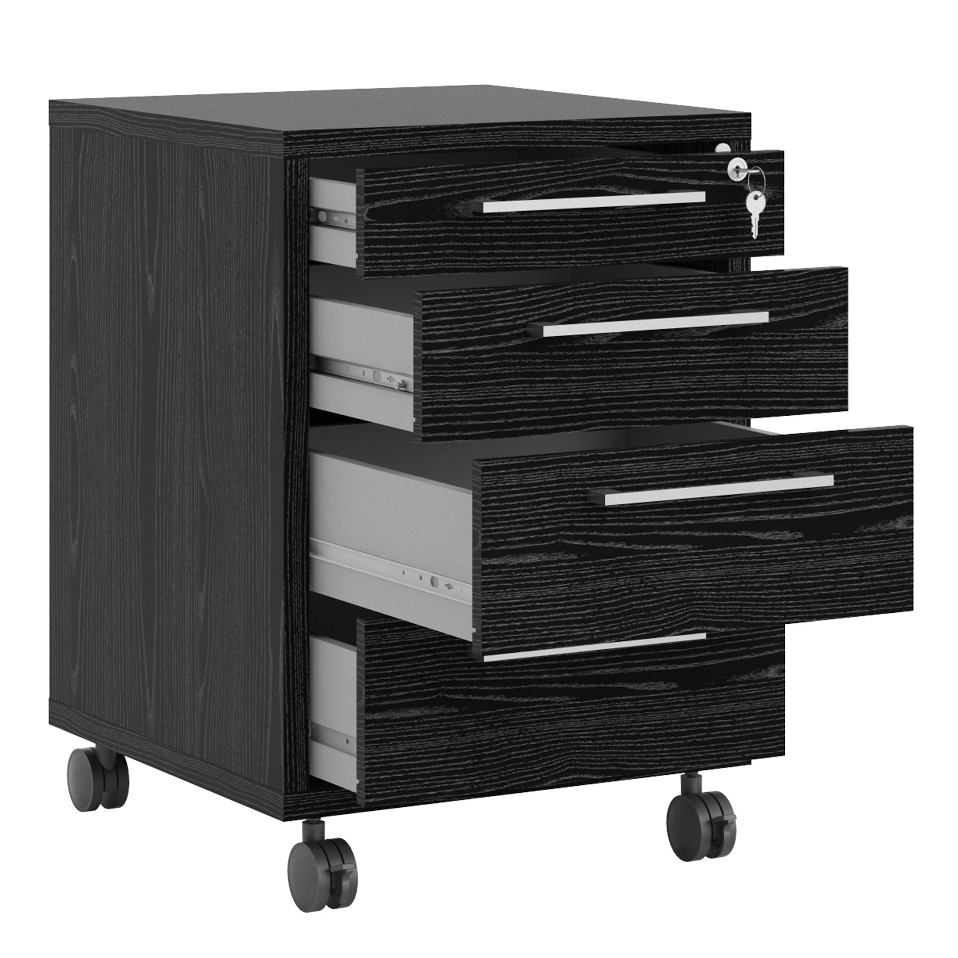 Furniture To Go Prima Mobile Cabinet in Black Woodgrain