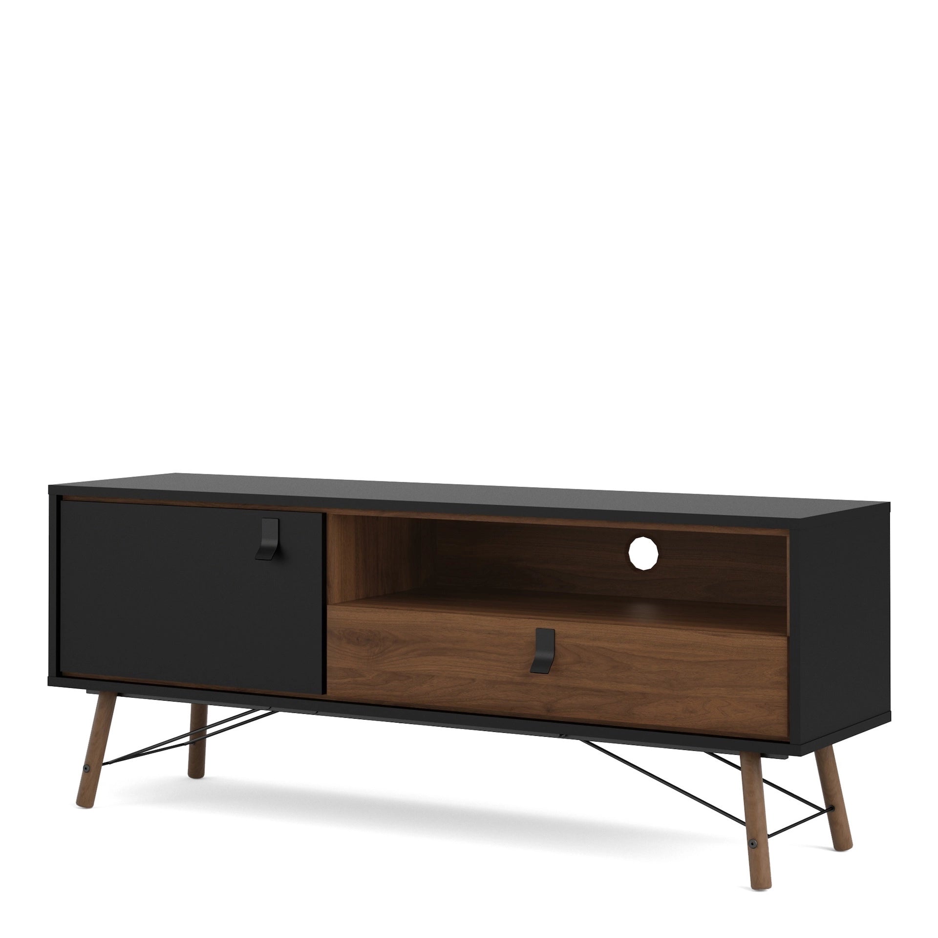 Furniture To Go Ry TV-Unit 1 Door + 1 Drawer Matt Black Walnut