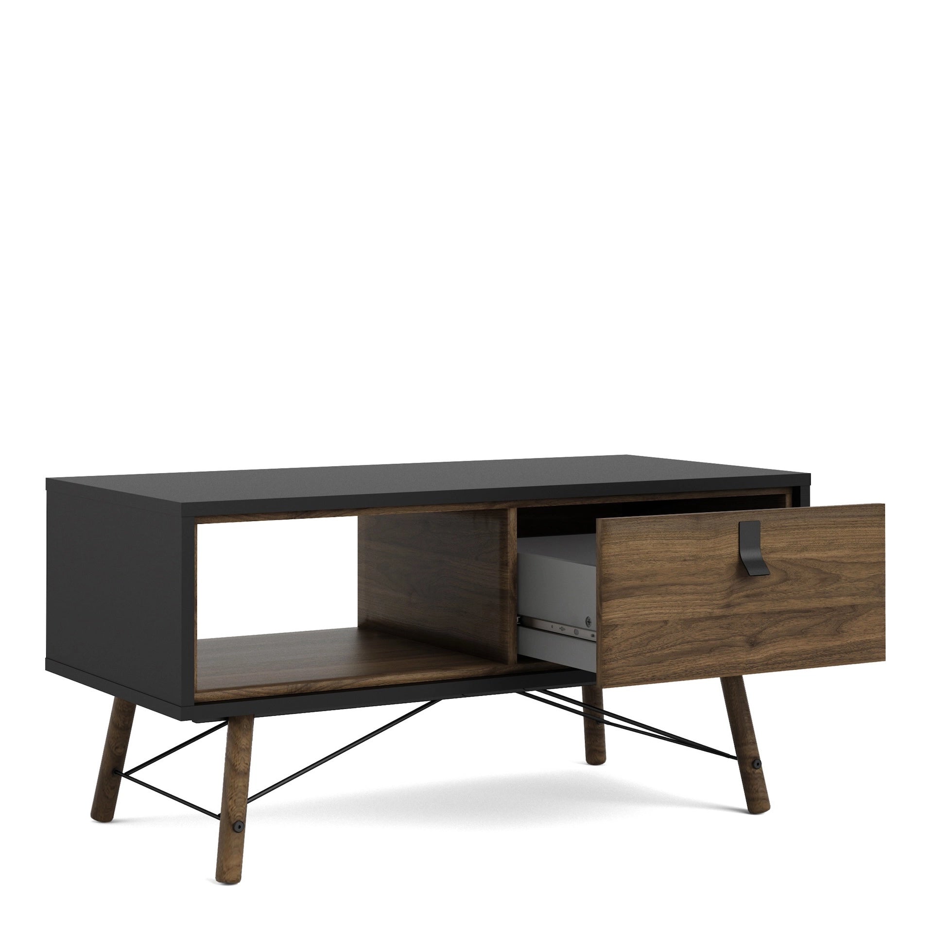 Furniture To Go Ry Coffee Table with 1 Drawer Matt Black Walnut