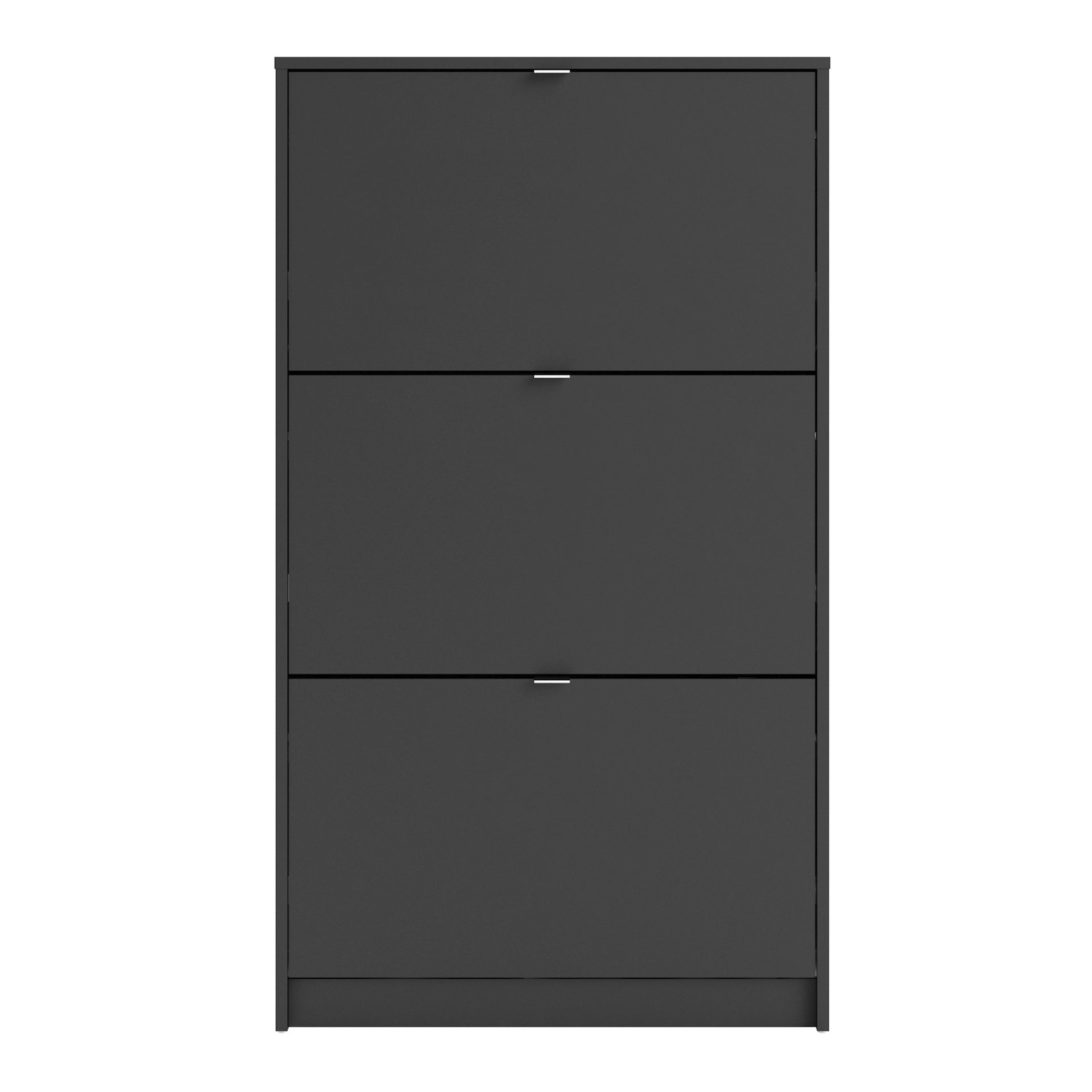 Furniture To Go Shoes Shoe Cabinet W. 3 Tilting Doors & 2 Layers in Matt Black