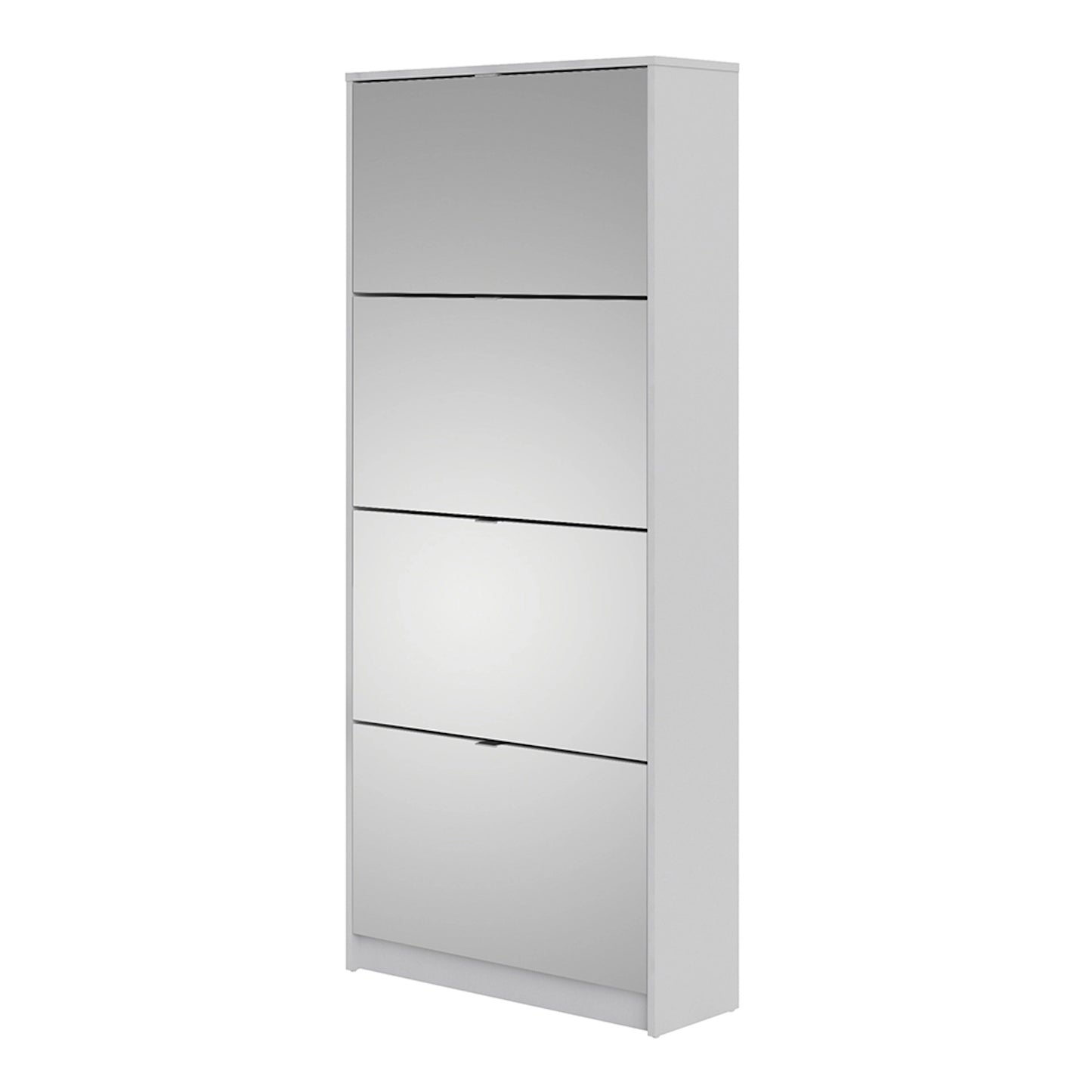 Furniture To Go Shoes Shoe Cabinet W. 4 Mirror Tilting Doors & 2 Layers in White