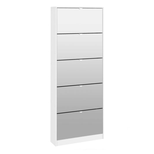 Furniture To Go Shoes Shoe Cabinet 5 Mirror Tilting Doors in White
