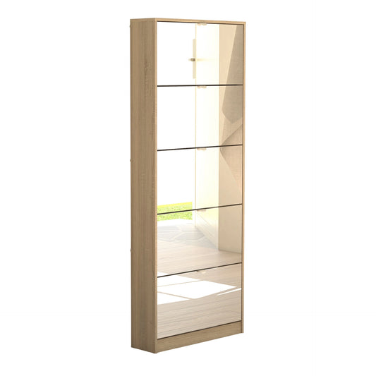 Furniture To Go Shoes Shoe Cabinet 5 Mirror Tilting Doors in Oak