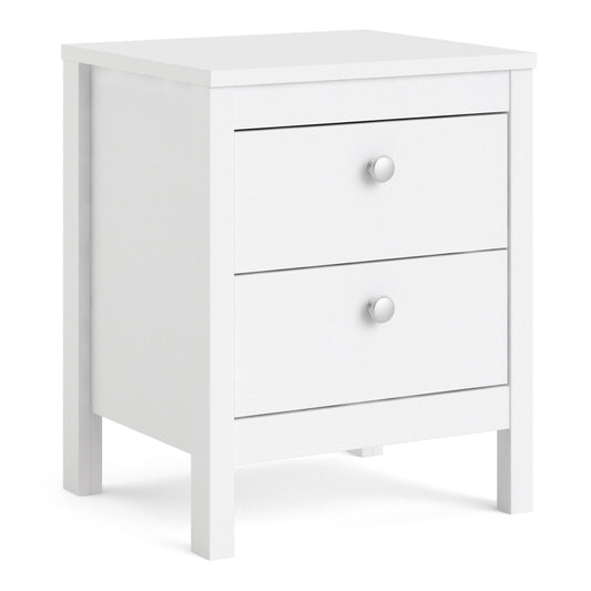 Furniture To Go Madrid Bedside Table 2 Drawers in White