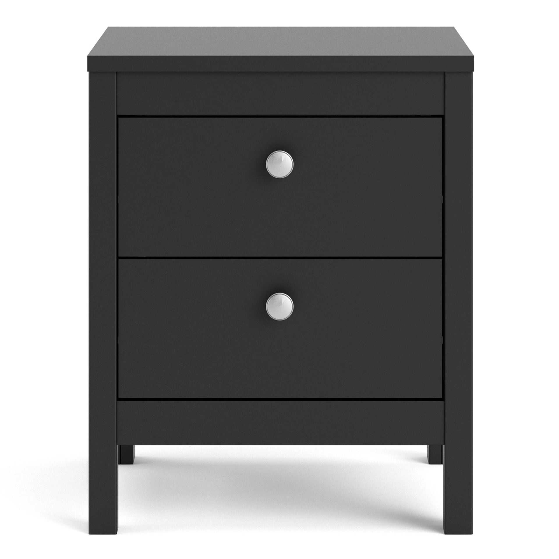 Furniture To Go Madrid Bedside Table 2 Drawers in Matt Black