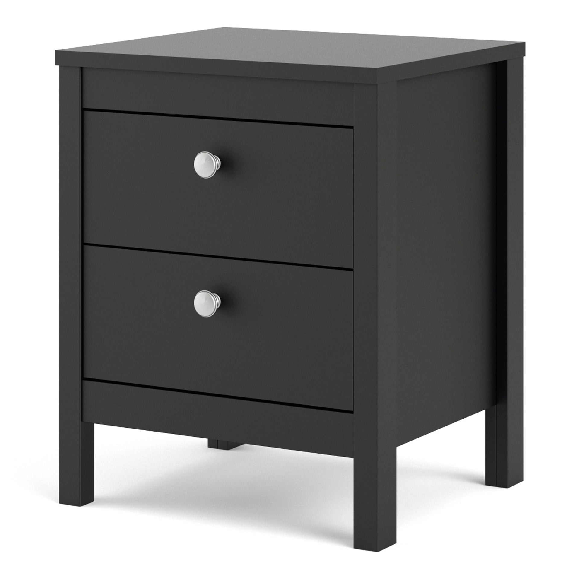 Furniture To Go Madrid Bedside Table 2 Drawers in Matt Black