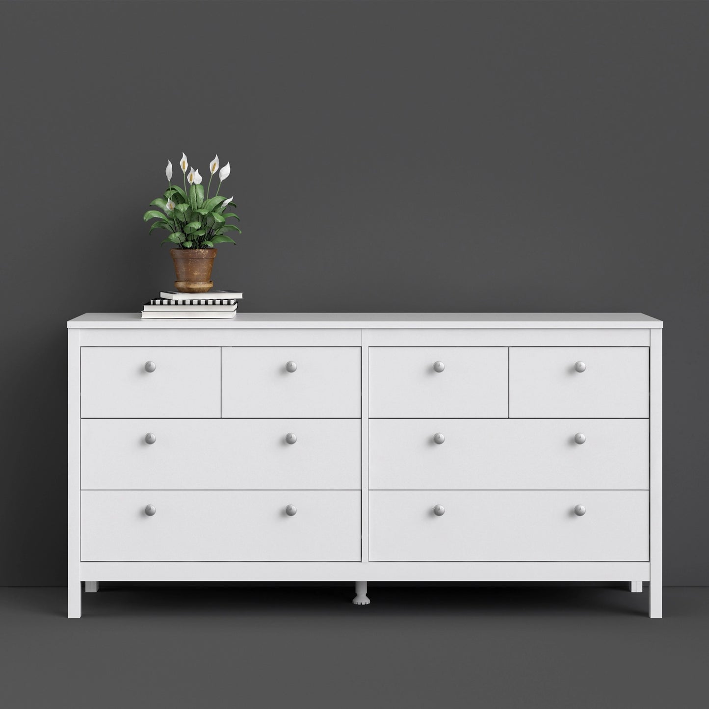 Furniture To Go Madrid Double Dresser 4+4 Drawers in White
