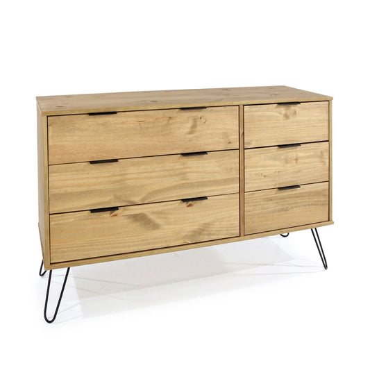 Core Products Augusta Pine 3+3 Drawer Wide Chest Of Drawers