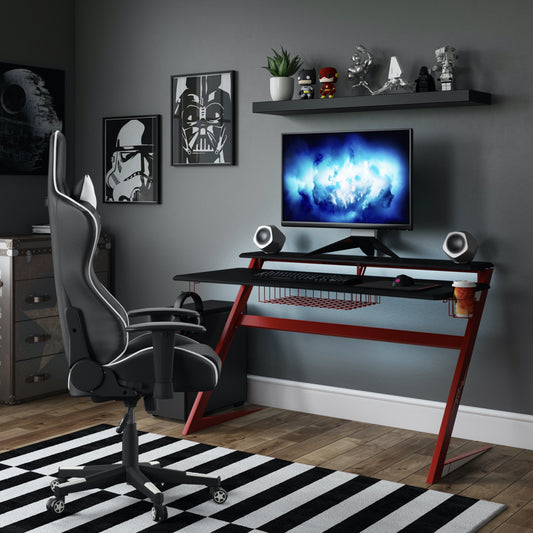 Alphason Aries Gaming Desk, Black & Red