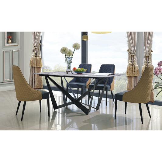 Heartlands Furniture Adelaide PU Dining Chair with Black Metal Legs (Pack of 2)