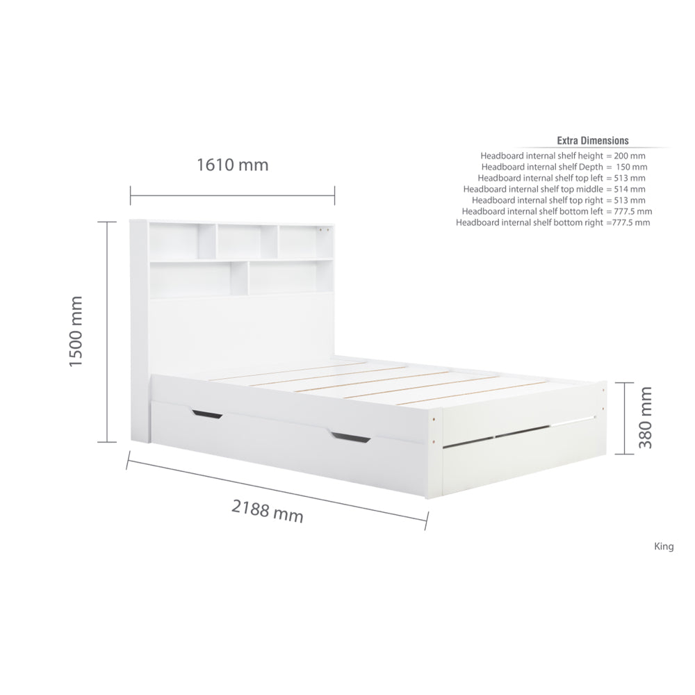 Birlea Alfie 5ft King Size Guest Bed Frame, White