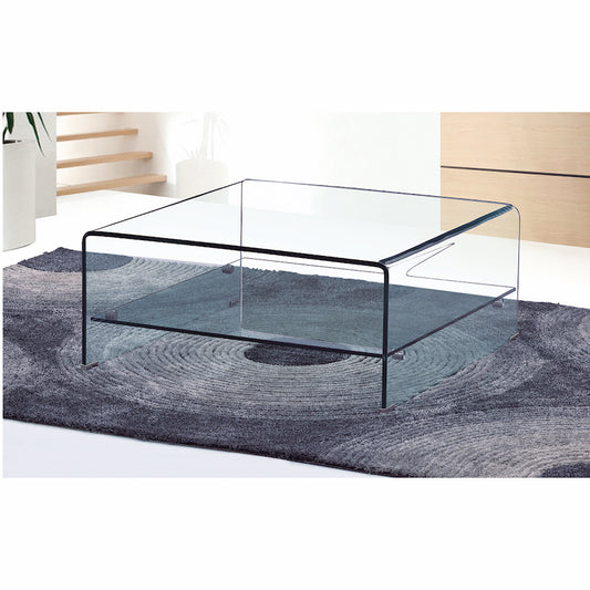 Heartlands Furniture Angola Clear Square Coffee Table with Shelf