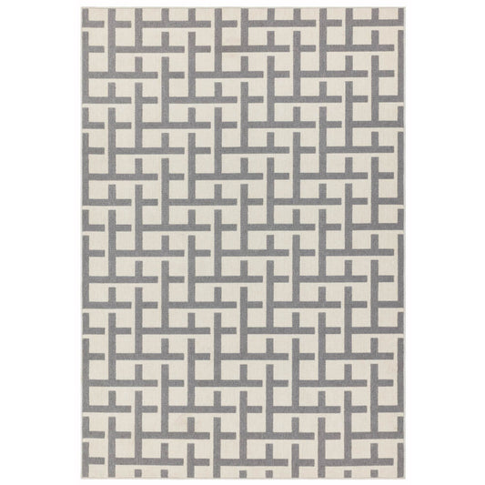 Asiatic Antibes AN03 White & Grey Grid, Geometric Rug