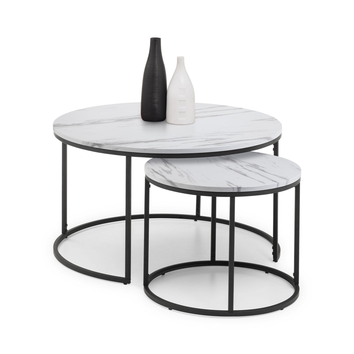 Julian Bowen, Bellini Round Nesting Coffee Table, White Marble