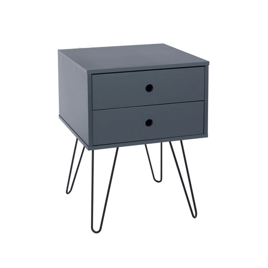 Core Products Options Blue Telford, Metal Leg 2 Drawer Bedside Cabinet