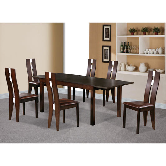 Heartlands Furniture Baltic Dining Set with 6 Solid Beech Chairs Dark Walnut