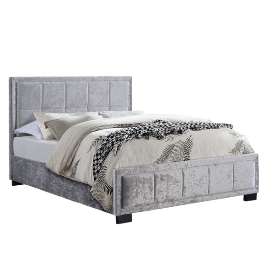 Birlea Hannover Fabric 4ft Small Double Bed Frame, Steel Crushed Velvet
