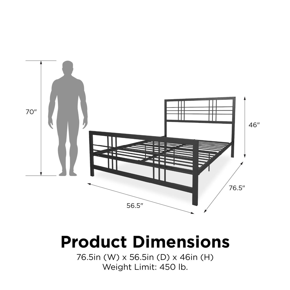 Dorel Home, Burbank 4ft 6in Double Metal Bed Frame, Black