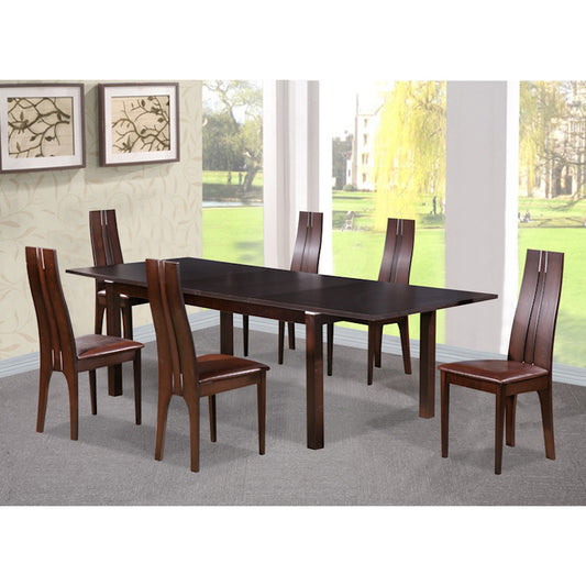 Heartlands Furniture Croft Dining Set with 6 Solid Beech Chairs Dark Walnut