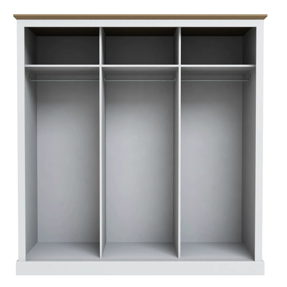 LPD Furniture Devon 3 Door Sliding Wardrobe, White