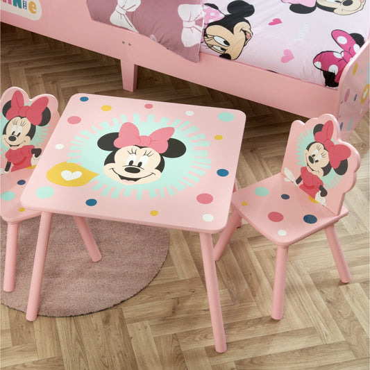 Disney Home, Minnie Mouse Table & Chairs, Pink