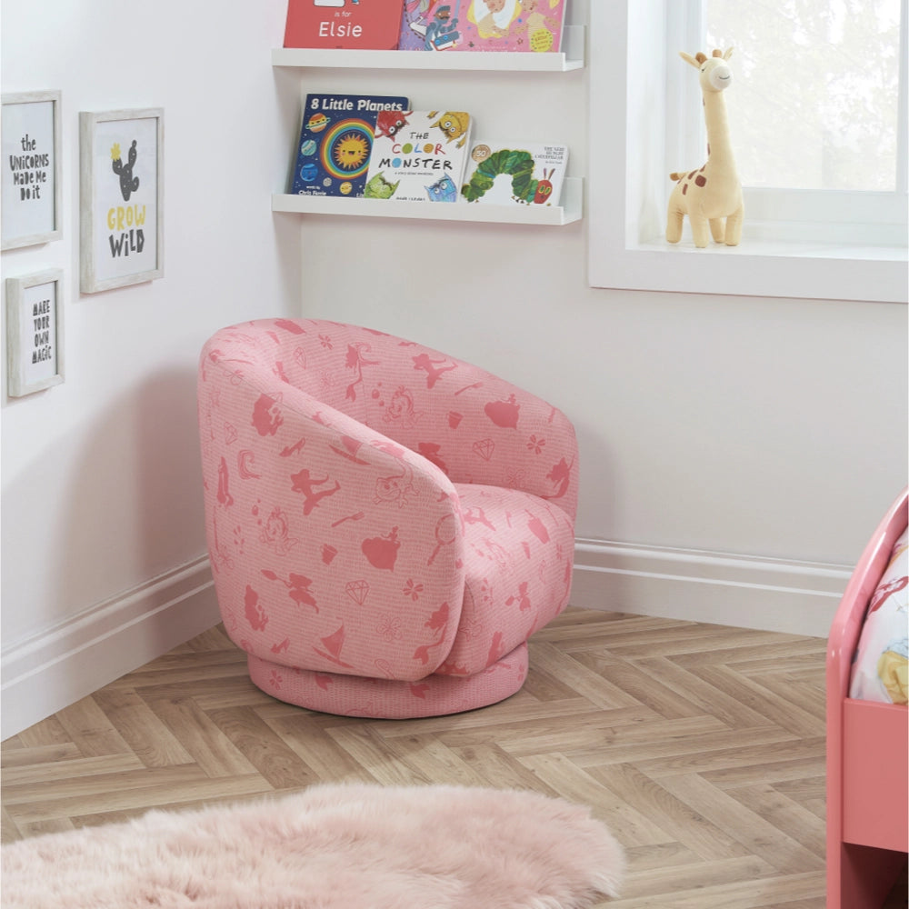 Disney Home, Childrens Princess Accent Swivel Chair, Pink
