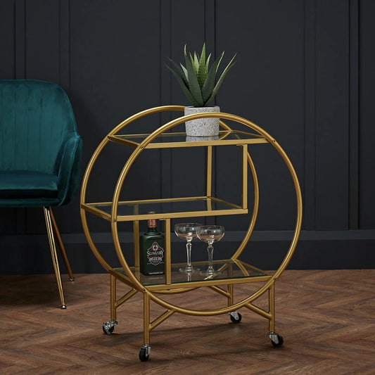 LPD Furniture Dixie Drinks Trolley, Gold