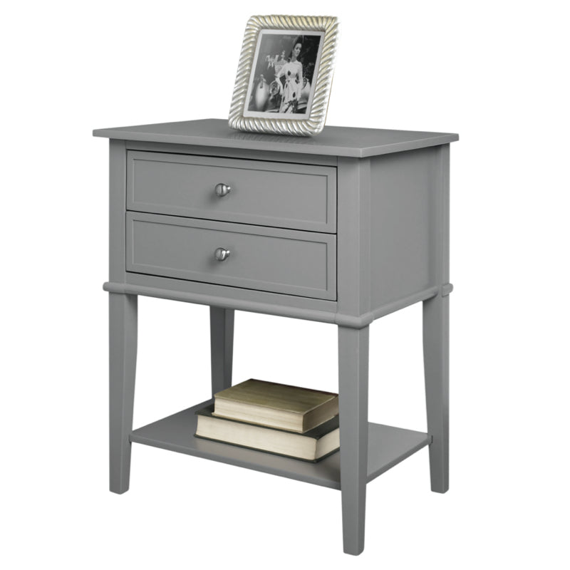 Dorel Franklin Accent Table with 2 Drawers, Grey