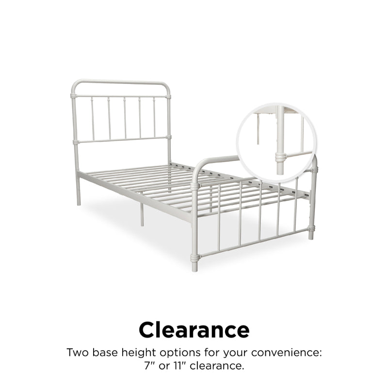 Dorel Wallace 3ft Single Metal Bed Frame, White