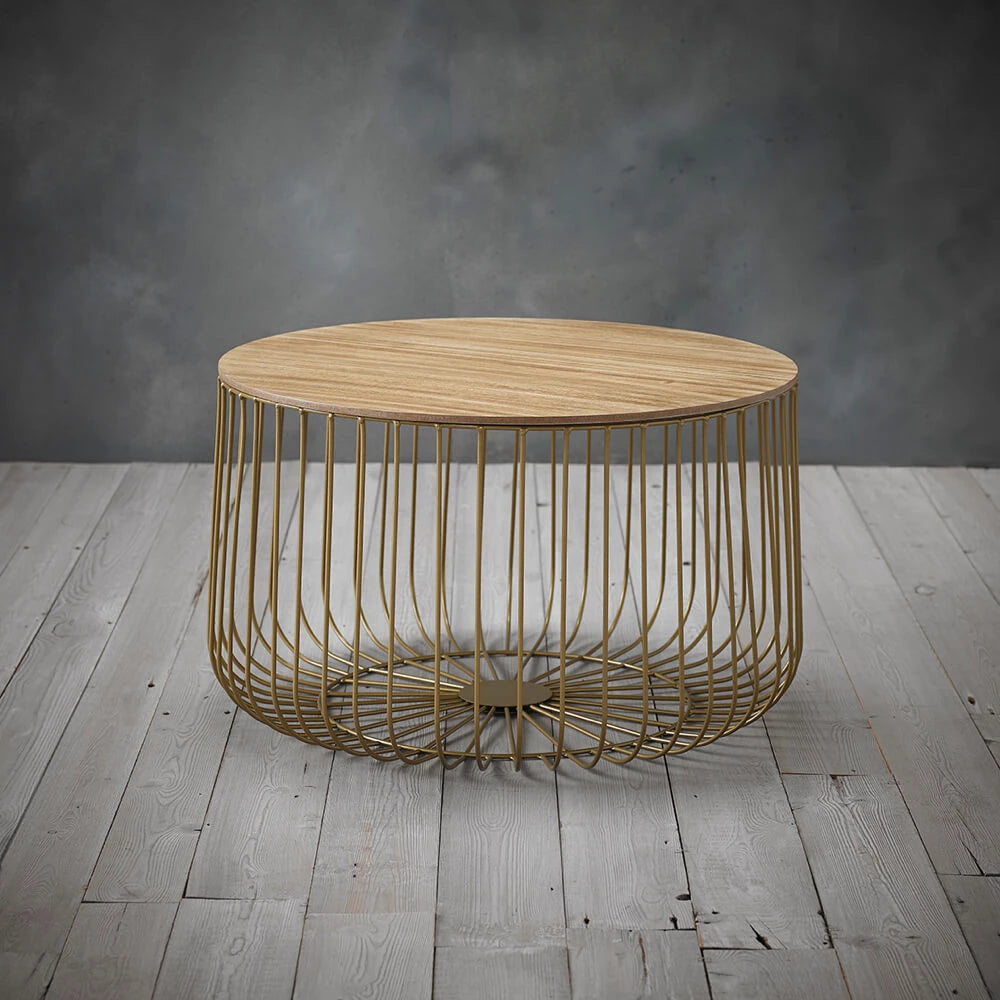 LPD Furniture Enzo Large Cage Table Oak Top, Oak