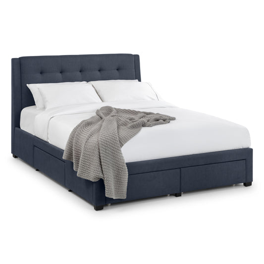 Julian Bowen, Fullerton 4ft 6in Double Bed Frame With 4 Drawer, Blue