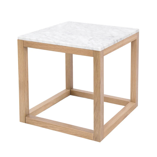 LPD Furniture Harlow End Table Marble Top, White