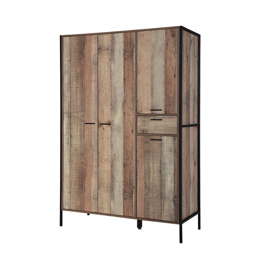 LPD Furniture Hoxton 4 Door Wardrobe Distressed Oak Effect, Wood