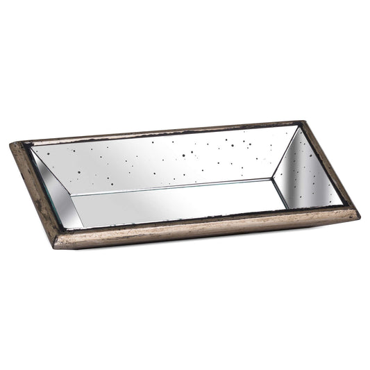 Hill Interiors Astor Distressed Mirrored Display Tray With Wooden Detailing