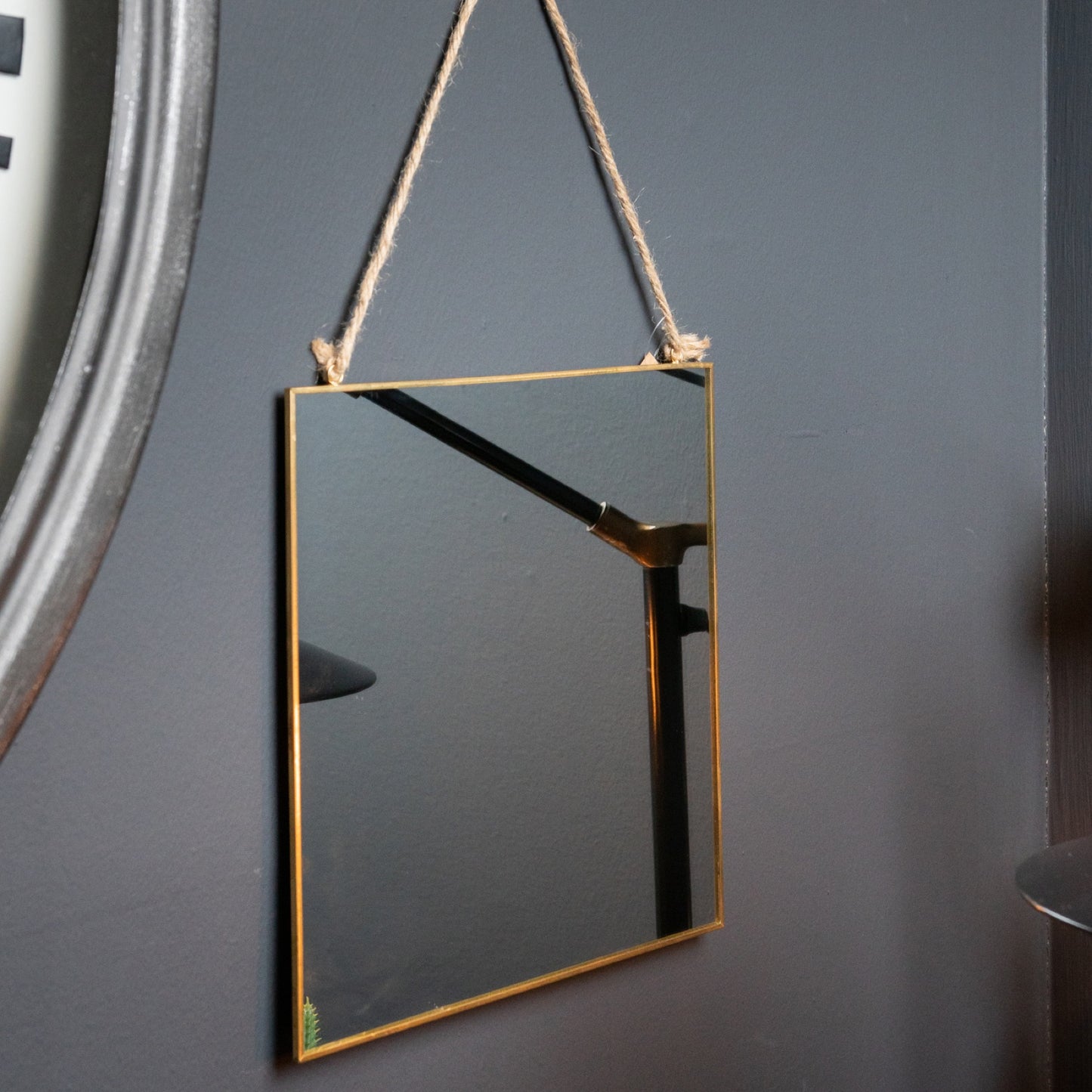 Hill Interiors Gold Edged Square Hanging Wall Mirror