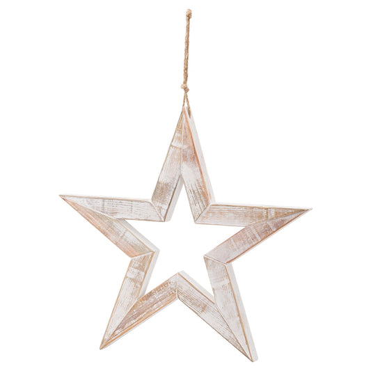 Hill Interiors Large Antique White Wooden Sparkle Star